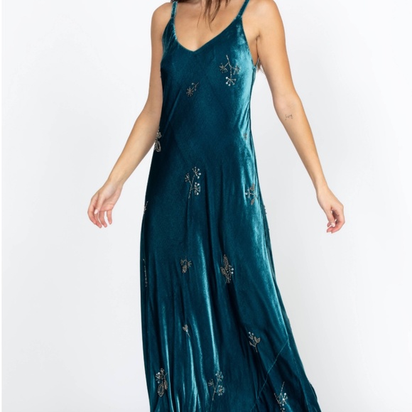 JOHNNY WAS teal maxi Cleo dress/beautiful/WL